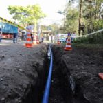 canos que levarão água para o Parque Andreense