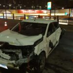carro colidido em viaduto de santo andré