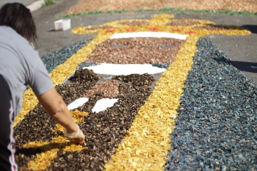 Tradicional tapete de Corpus Christi