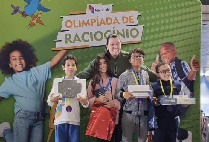 alunos ganhadores do torneio de jogos de raciocínio