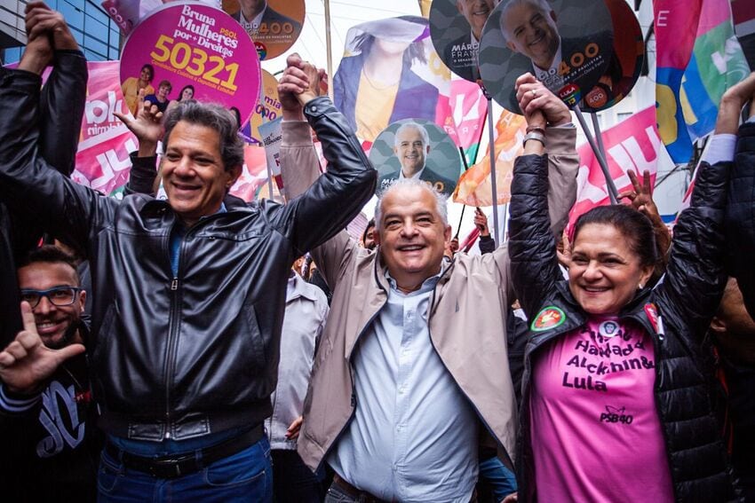 fernando haddad e marcio frança em São Bernardo