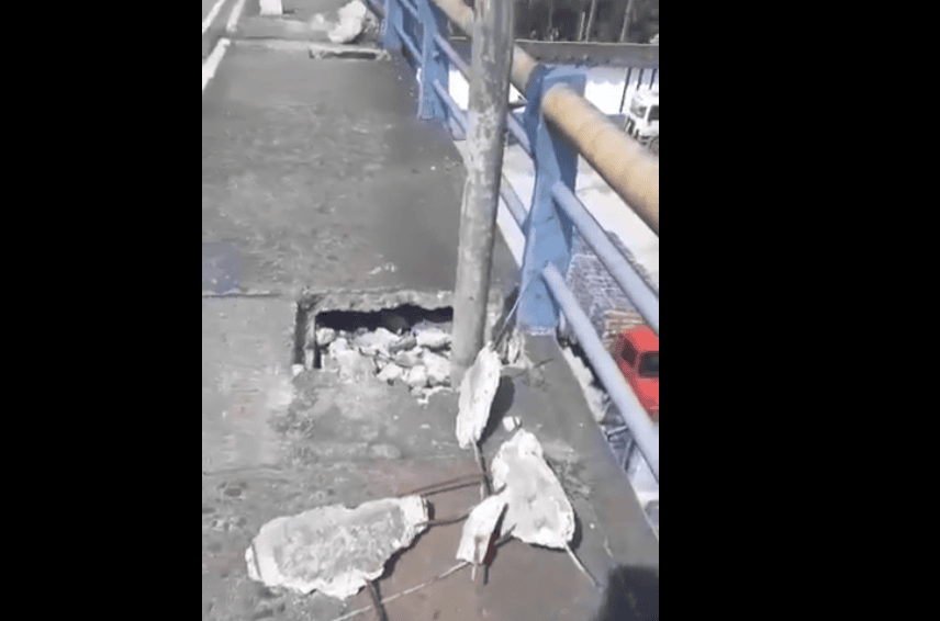 pedras soltas em viaduto