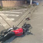 moto caída após acidente em São Bernardo