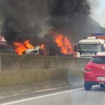 fogo no caminhão na Anchieta