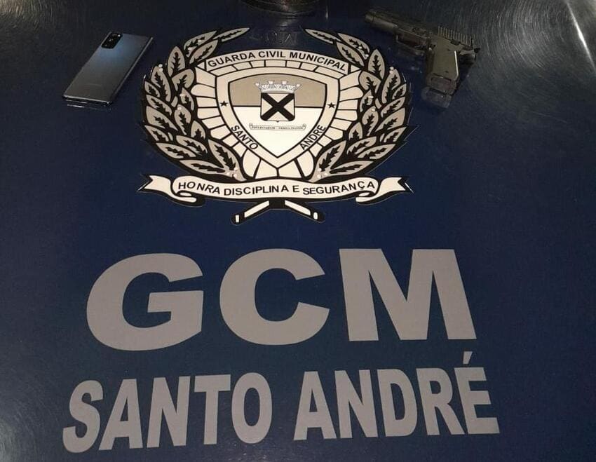 celular e arma apreenedidos