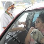 drive-thru da vacinação em Santo André.