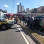 viaturas da GCM, bombeiros e samu durante ocorrência