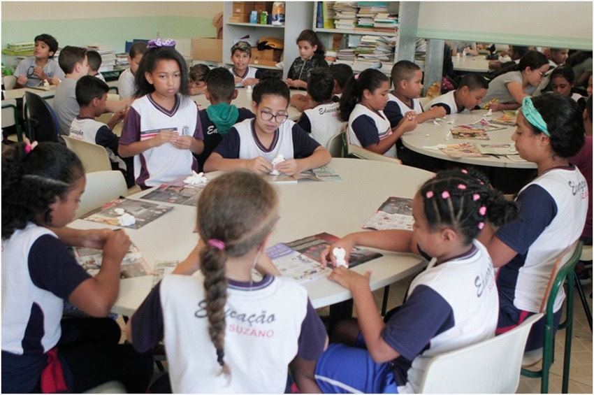 Croianças em oficina artística sobre sustentabilidade