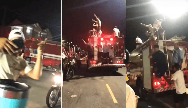 viatura do corpo de bombeiros invadida