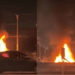 carro pegando fogo em Santo André