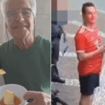 idoso e rapaz em Santos
