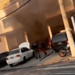 Carro pega fogo em oficina na esquina com a Pery Ronchetti