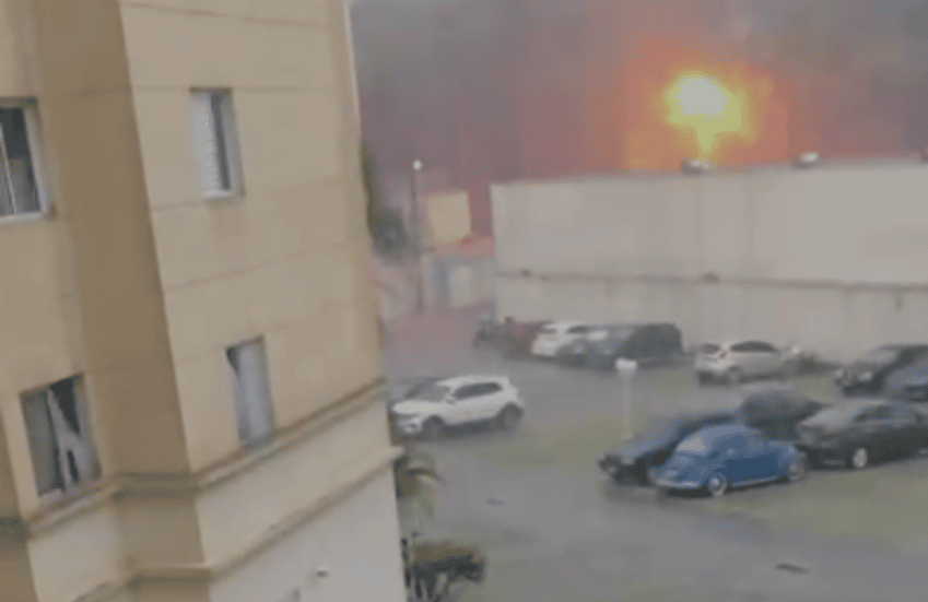 Vídeo mostra transformador explodindo durante chuvas em São Bernardo