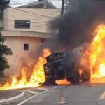 caminhão pegando fogo