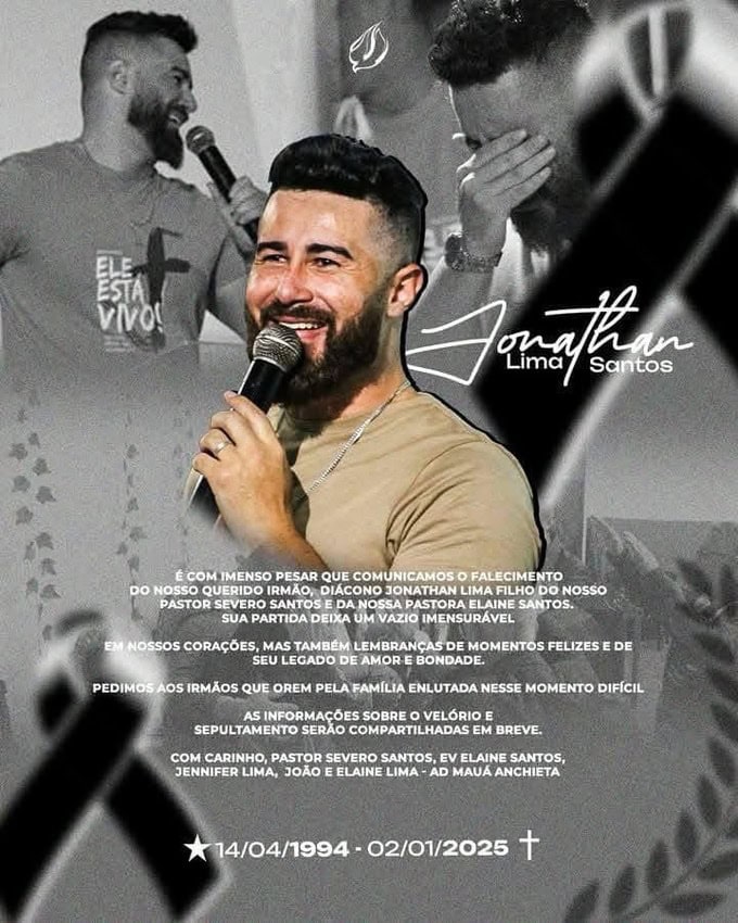 igreja da qual Jonathan pertencia também emitiu nota de pesar.