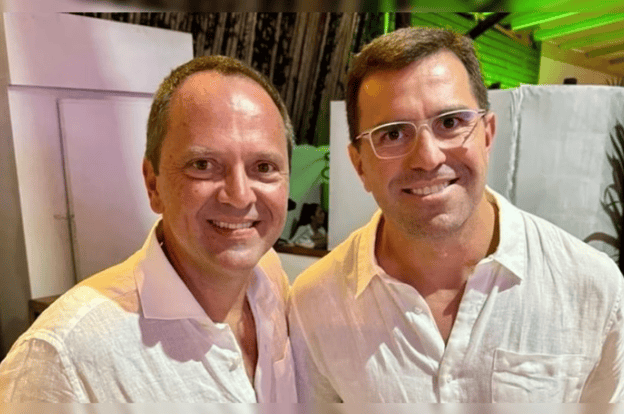 prefeito de Mongaguá Paulinho e jornalista Bocardi