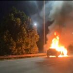 Veículo pega fogo no km 18 da Rodovia Anchieta