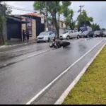 Motocicleta envolvida em fio de alta tensão interrompe trânsito na Av. Luiz Pequini