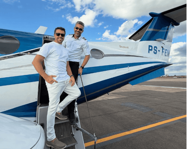 Márcio Louzada Carpena, dono da aeronave, e o piloto Gustavo Medeiros