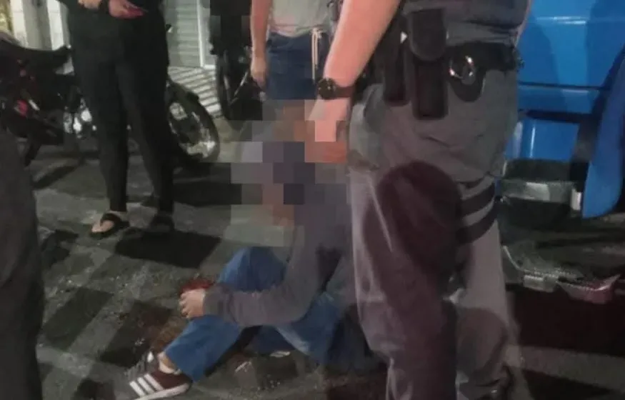 ladrão agredido e preso