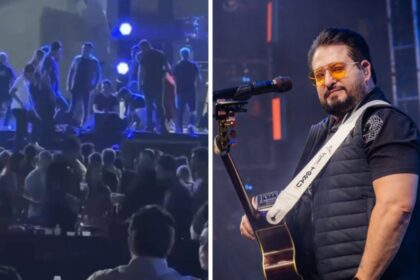 Sertanejo Marrone cai do palco, bate a cabeça e é internado
