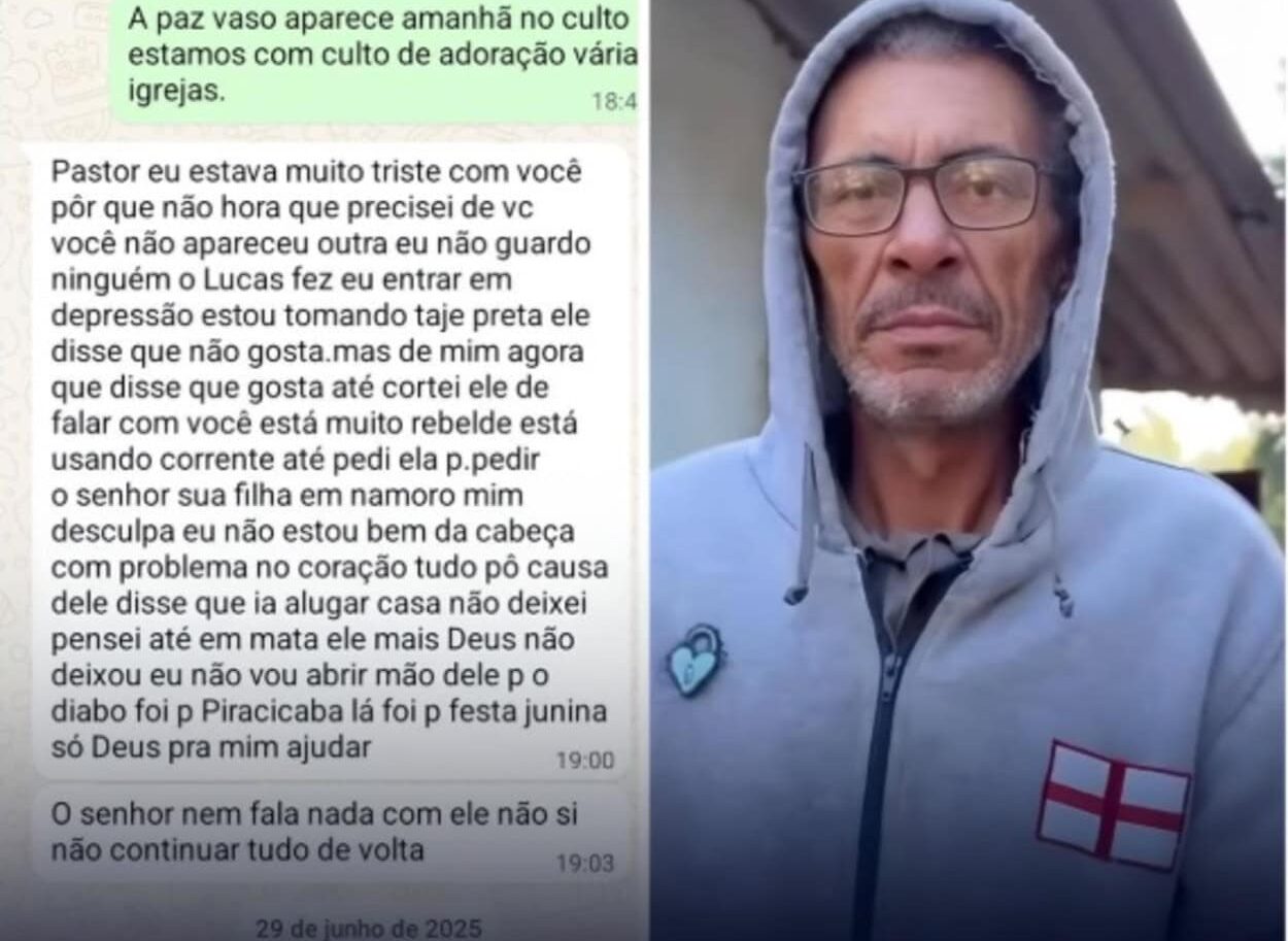 Mensagem de padrasto a pastor revela intenção de tirar a vida de enteado em São Bernardo