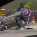 Perseguição e tiroteio termina com carro capotado e duas prisões em São Bernardo. Foto: Rodolpho Geotao