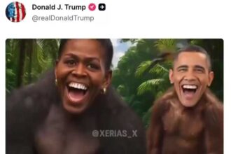Trump compartilha vídeo com conteúdo racista contra o casal Obama