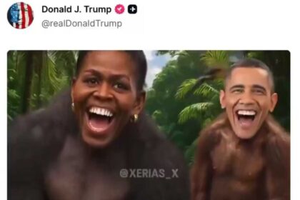 Trump compartilha vídeo com conteúdo racista contra o casal Obama