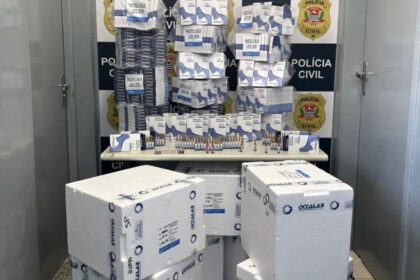 Polícia Civil apreende 90 mil ampolas de emagrecedores em farmácia clandestina de Santo André. Divulgação