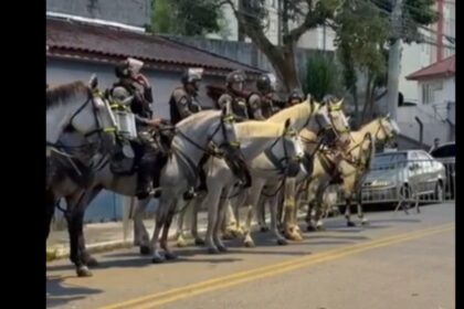 PM mobiliza Cavalaria e Choque para duelo entre São Bernardo e Corinthians