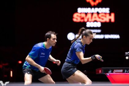 Dupla de São Caetano, Hugo Calderano e Bruna Takahashi são campeões do Singapura Smash de Tênis de Mesa
