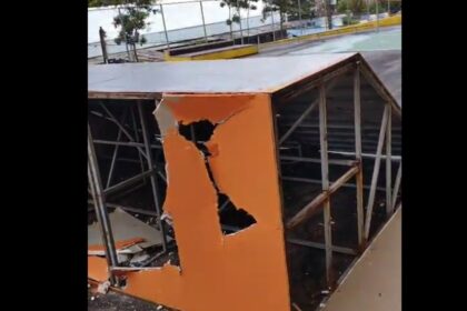 Vandalismo na Arena Parque do Jardim Floral é flagrado em vídeo
