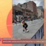 Maratonista de São Bernardo que viralizou durante competição em Boston participa de programa da Rede Globo e recebe medalha