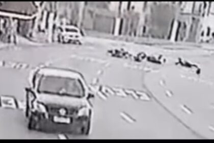 Em S.Bernardo, moto na contramão bate de frente com outra na rotatória na Área Verde, no Assunção