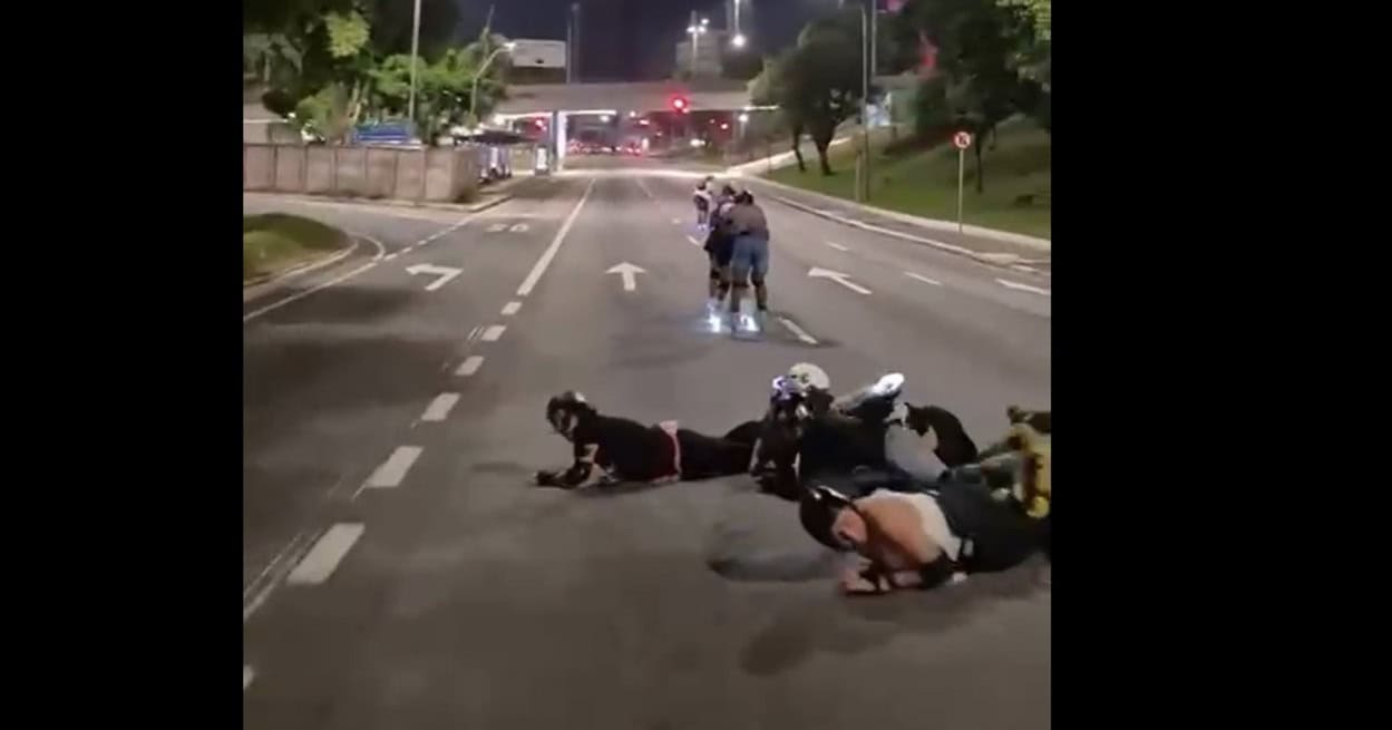 Grupo de patinadores vira sensação na web após registro de queda em avenida de São Bernardo
