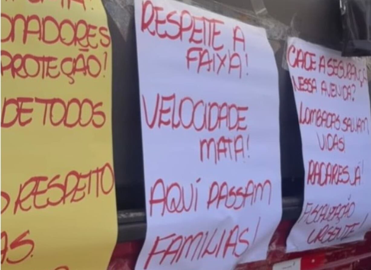 Protesto na Vila São Pedro, em SBC, o cobra segurança após morte de pedestre atropelada por moto