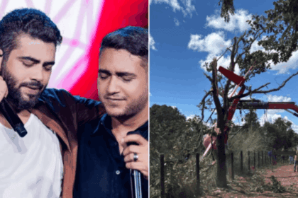 Helicóptero de Henrique e Juliano cai no Tocantins; pai da dupla pilotava a aeronave
