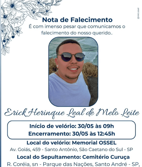 Sepultamento de mototboy ocorreu neste sábado, em Santo André. 