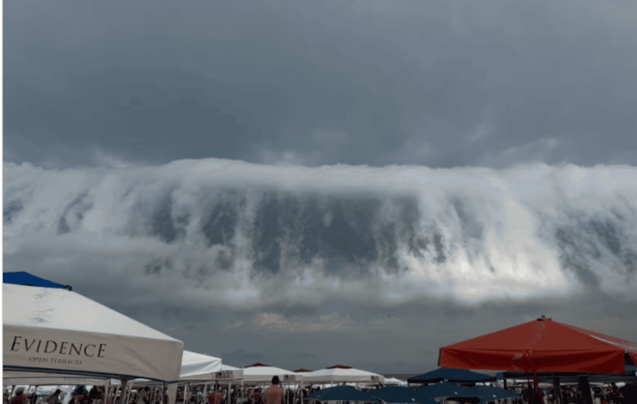 Nuvem gigante impressiona moradores e turistas na Riviera de São Lourenço, em Bertioga