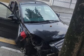 Condutor do veículo Kia Picanto foi detido em flagrante pela GCM na manhã deste sábado (9); o exame clínico confirmou a embriaguez. Foto: Divulgação