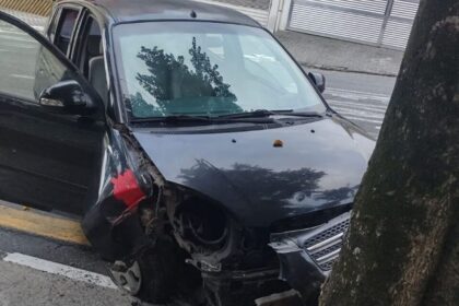 Condutor do veículo Kia Picanto foi detido em flagrante pela GCM na manhã deste sábado (9); o exame clínico confirmou a embriaguez. Foto: Divulgação