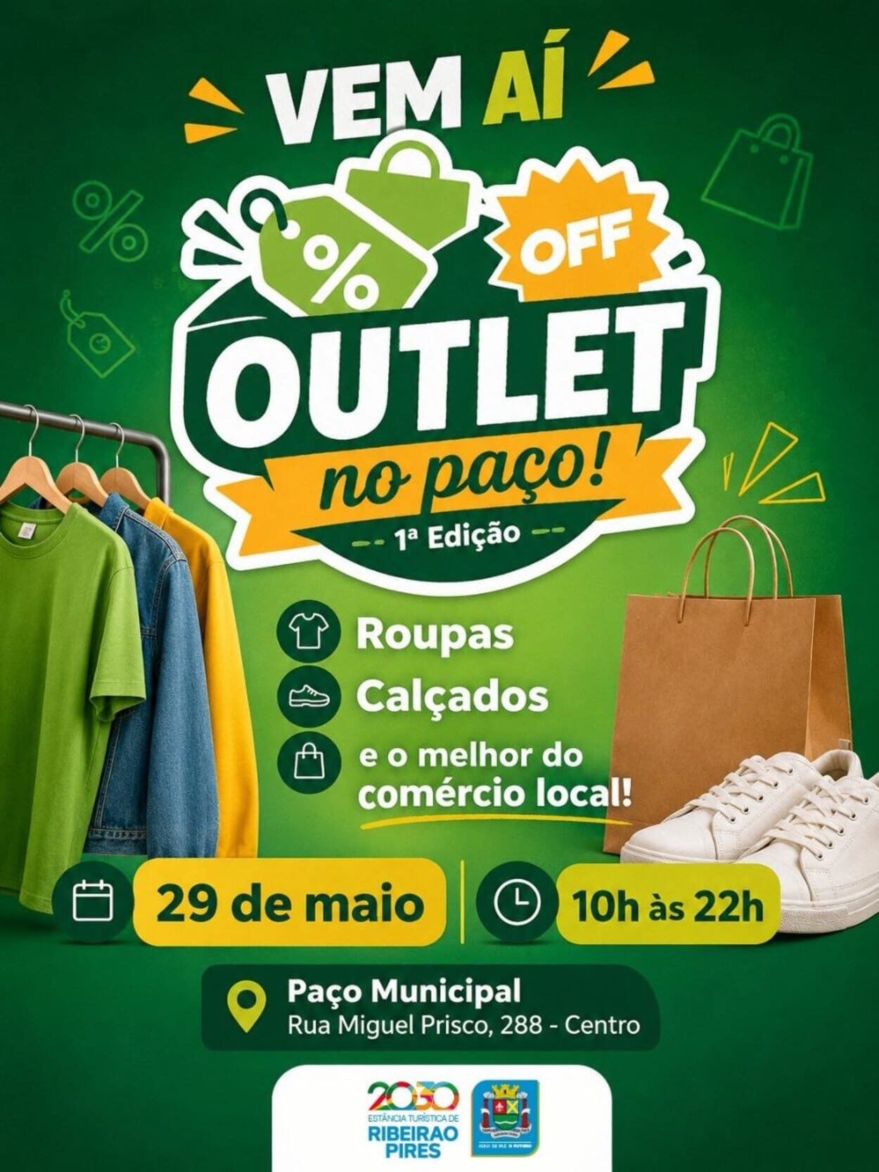 Em parceria com comércio local, Ribeirão Pires promove “Outlet no Paço” com foco em queima de estoque