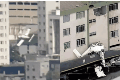 Equipe da TV Globo flagra momento em que avião cai sobre prédio e deixa vítimas