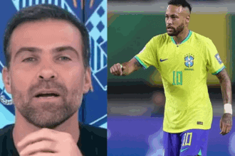 Jornalista Thiago Asmar, o Pilhado, celebra o furo de reportagem após o anúncio oficial do técnico sobre Neymar.