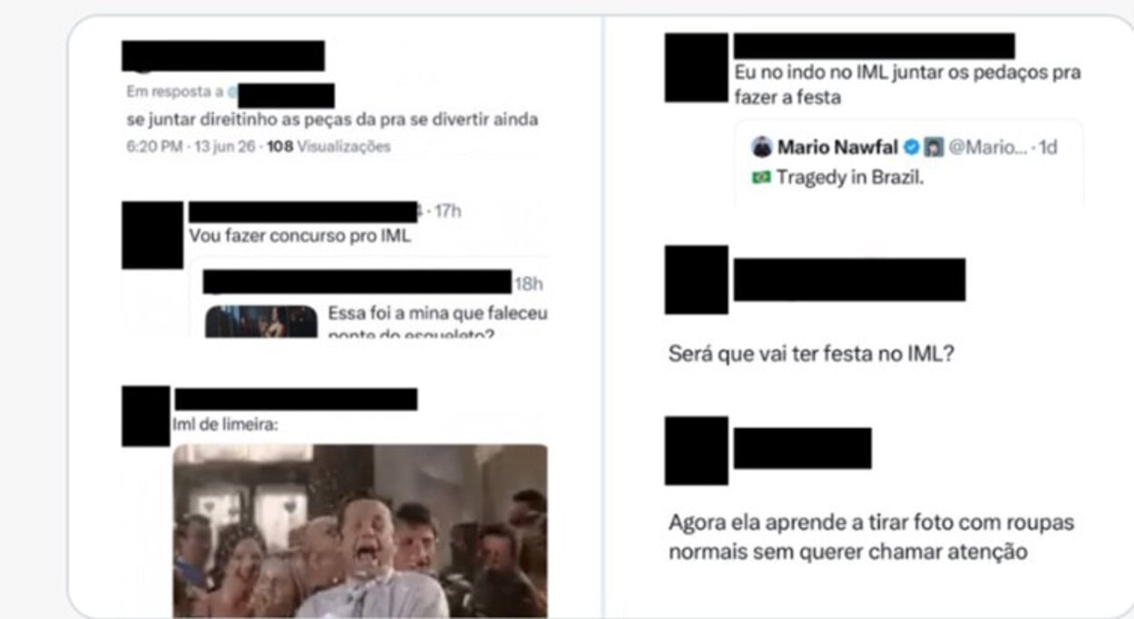 Após a morte da jovem, diversas mensagens com conteúdo sexualizado, misógino e de deboche passaram a circular nas redes sociais