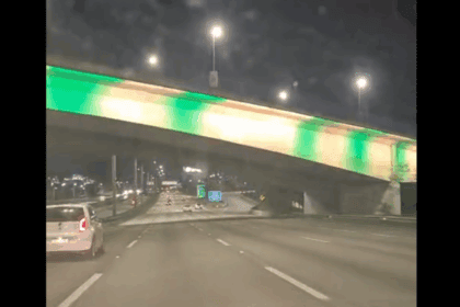 Em São Bernardo, Viaduto Tereza Delta ganha iluminação verde e amarela em ritmo de Copa do Mundo