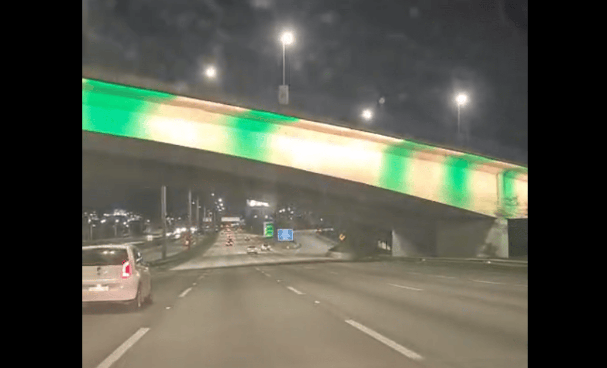 Em São Bernardo, Viaduto Tereza Delta ganha iluminação verde e amarela em ritmo de Copa do Mundo